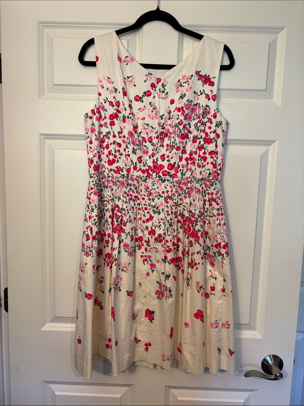 Talbots Cream Floral Midi Dress with Pink & Green Accents - Picture 2 of 6